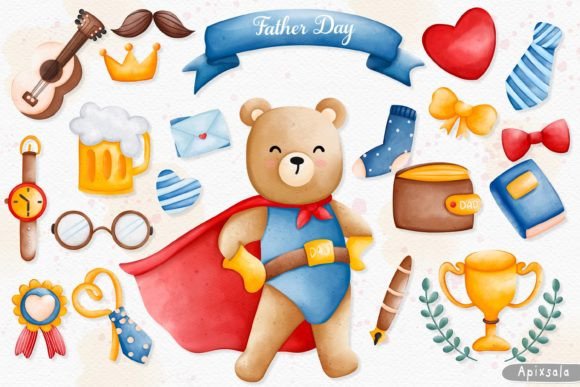 Adorable Animal Dads: Watercolor Designs for Father's Day