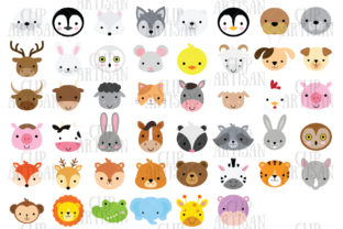 Animal Faces Clipart: African Woodland Design Magic