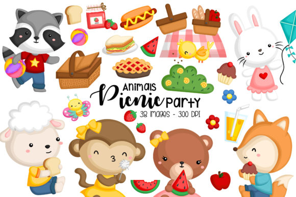 Animal Having Picnic Clipart: 38 Designs for Creative Projects