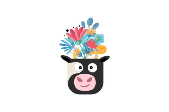 Animal Head Pot with Flower: A Whimsical Design Asset for Bold Branding