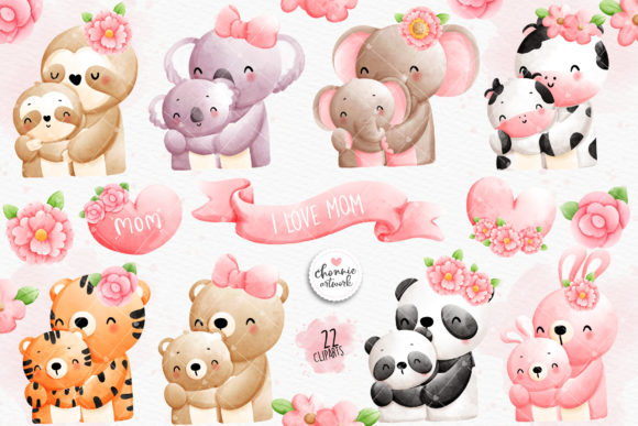 Animal Mom and Baby Clipart: Perfect for Mother's Day Designs