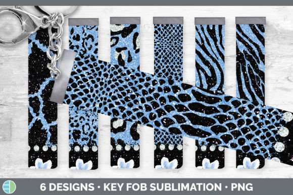 Blue Animal Print Key Fob | Flower Wrist Sublimation Bundle