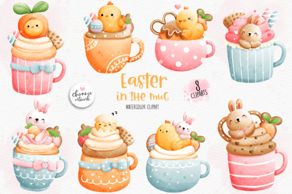 Charming Easter Mug Clipart and Animal Mug Clipart Designs