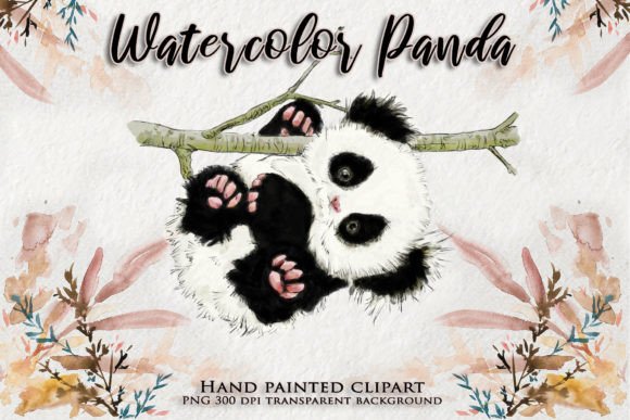 Charming Panda Watercolor Animal Clipart for Creative Projects