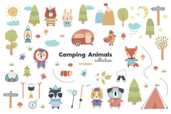 Charming Woodland Adventures: Using Camping Animal Clipart Creatively