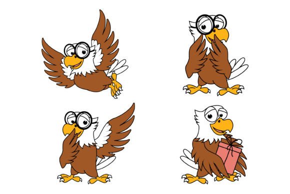 Cute Eagle Animal Cartoon Graphic: A Friendly Face for Your Brand
