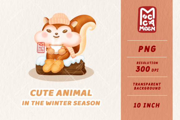 Cute Squirrel Hot Drink: Winter Animal Clipart for Cozy Designs