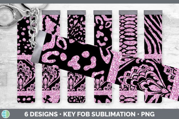 Pink Damask Key Fob: A Designer's Glitter Animal Print