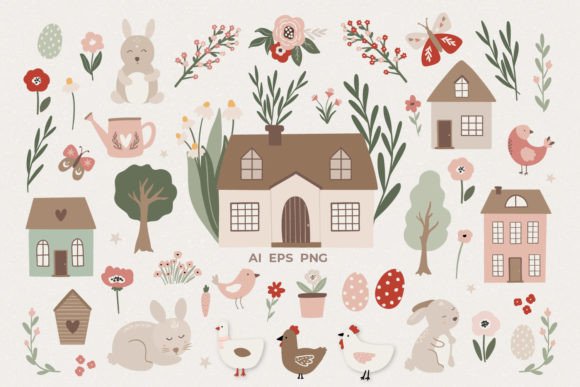 Spring Easter Animal Clipart PNG: A Complete Design Kit