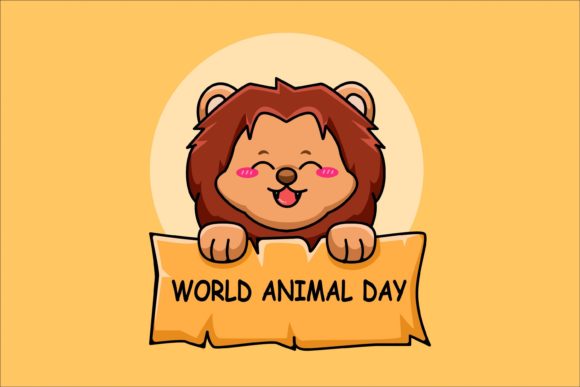 Why the Cute Lion with World Animal Day Text Design Resonates